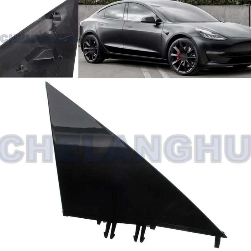 Accessories Car Near - แผงตกแต่งสามเหลี่ยมสีดำสำหรับกระจกมองหลังด้านขวาของรถยนต์เทสล่า รุ่น 3 ปี 2017 2018