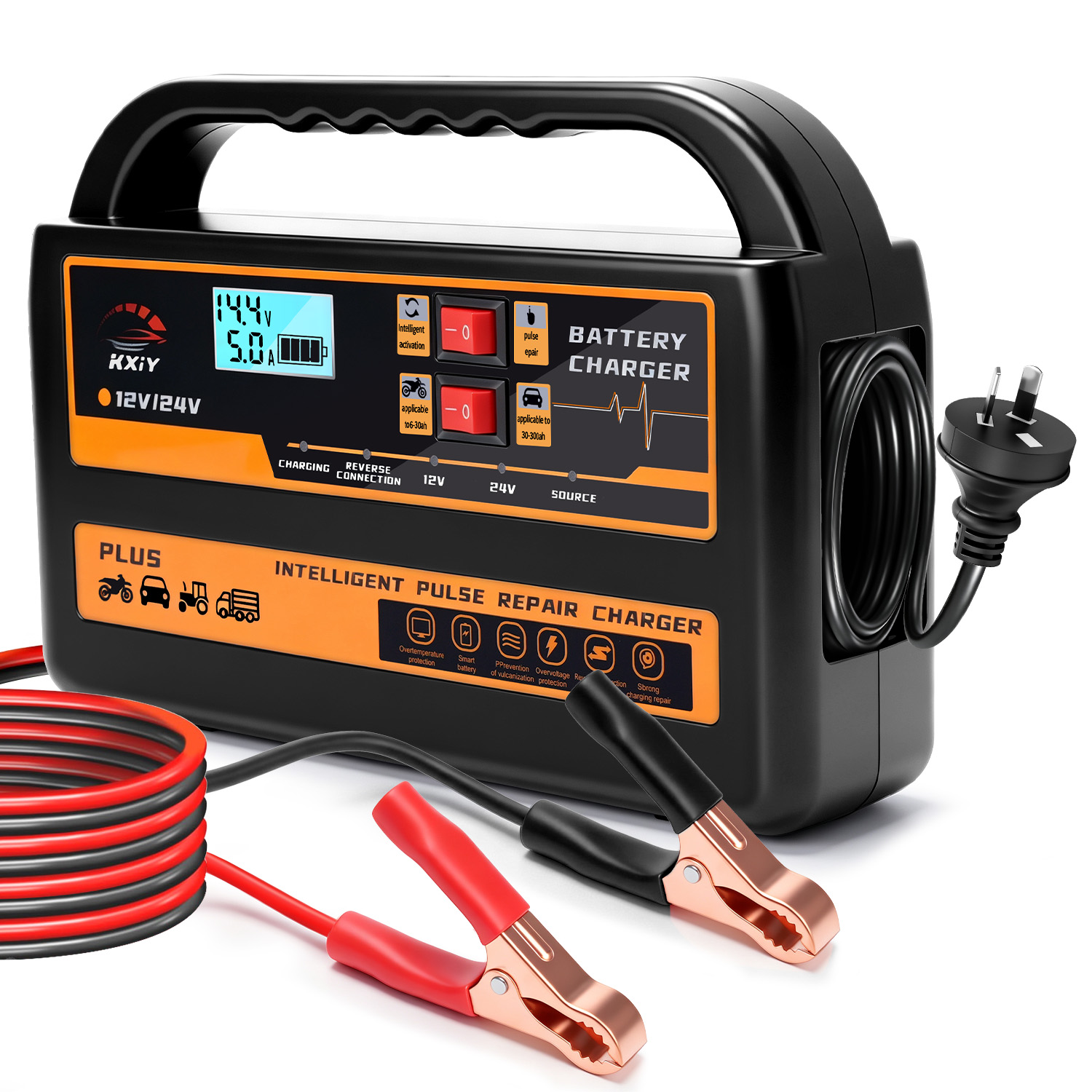 Car Accessories Uk - เครื่องชาร์จแบตเตอรี่รถยนต์ KXIY W08 12V/10A 24V/5A พร้อมปลั๊ก