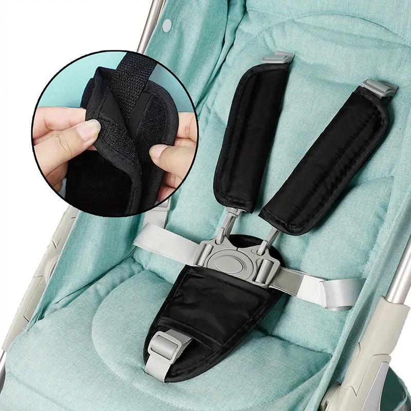Car Accessories For Baby - แผ่นรองเข็มขัดนิรภัยสำหรับเด็กอ่อน แผ่นรองสายรัดไหล่รถเข็นเด็กอเนกประสงค์ แผ่นรองเข็มขัดนิรภัยรถยนต์แบบนุ่ม แผ่นรองป้องกันไหล่รถเข็นเด็ก