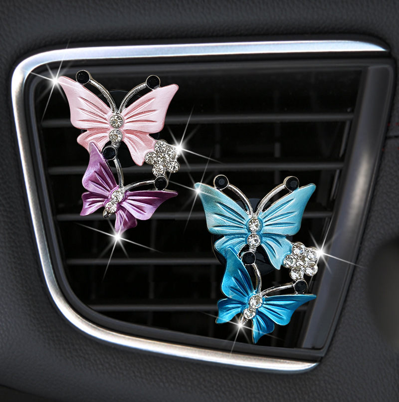 Car Accessories Juicy Couture - Air Freshener ผีเสื้อรถ-จัดแต่งทรงผมรถน้ําหอมกลิ่นธรรมชาติ Air Conditioner ผีเสื้อเพชรน้ํามันหอมระเหยตกแต่งคลิป