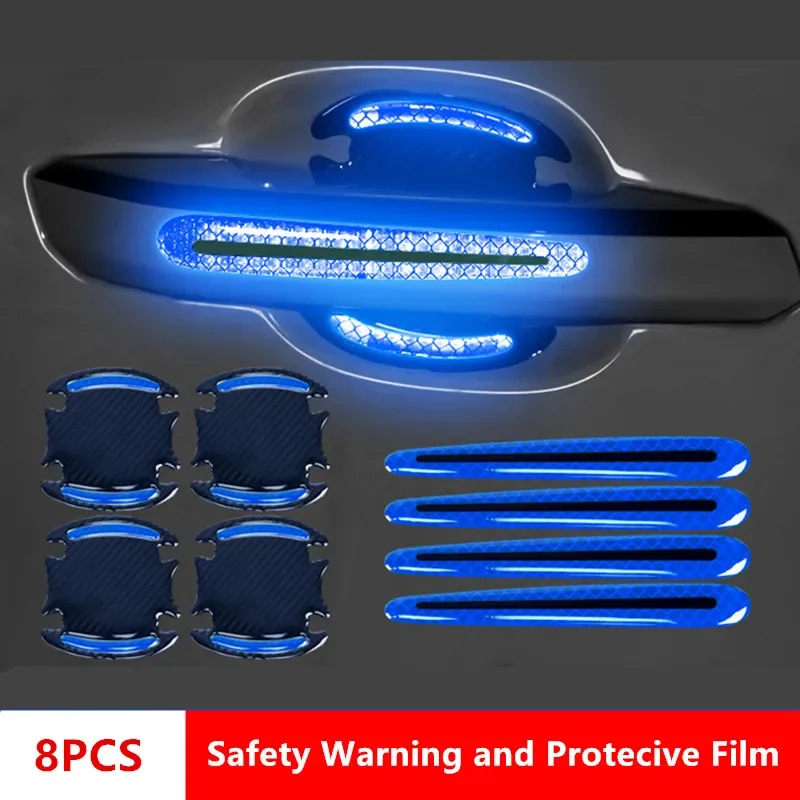 Car Door Handle Protector - สติกเกอร์ติดมือจับประตูรถยนต์ลายคาร์บอนไฟเบอร์ 3 มิติ ป้องกันรอยขีดข่วน