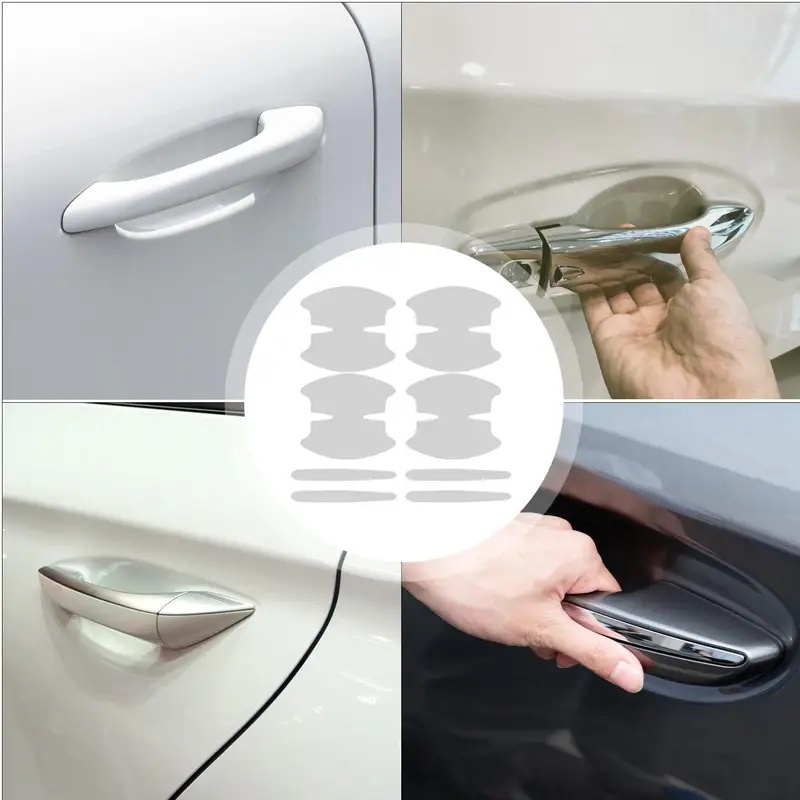 Car Door Handle Protector - สติ๊กเกอร์ติดมือจับประตูรถยนต์ 8 ชิ้น แบบใส ป้องกันรอยขีดข่วน สำหรับรถยนต์