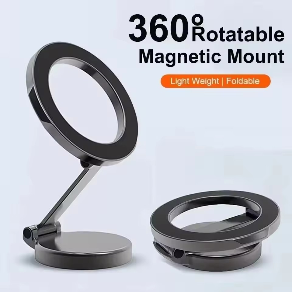 Car Accessories Phone Holder - ที่วางโทรศัพท์มือถือในรถยนต์แบบแม่เหล็กพับได้สำหรับ MagSafe 360 ° ขาตั้งแม่เหล็กปรับระดับได้สำหรับติดตั้งในรถยนต์สำหรับ iPhone